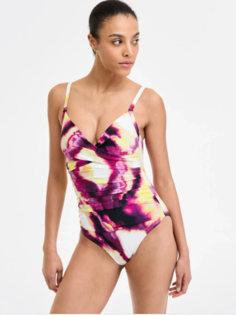 Dkny Women's Crossover Ruched One-Piece Swimsuit  Multicolor Size M 11602